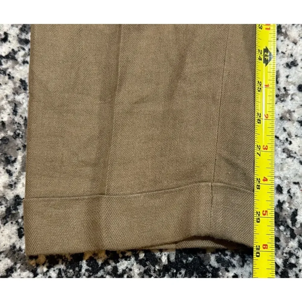 Loro Piana Greenish Brown Linen Trousers Pants Size 50 US 37x30